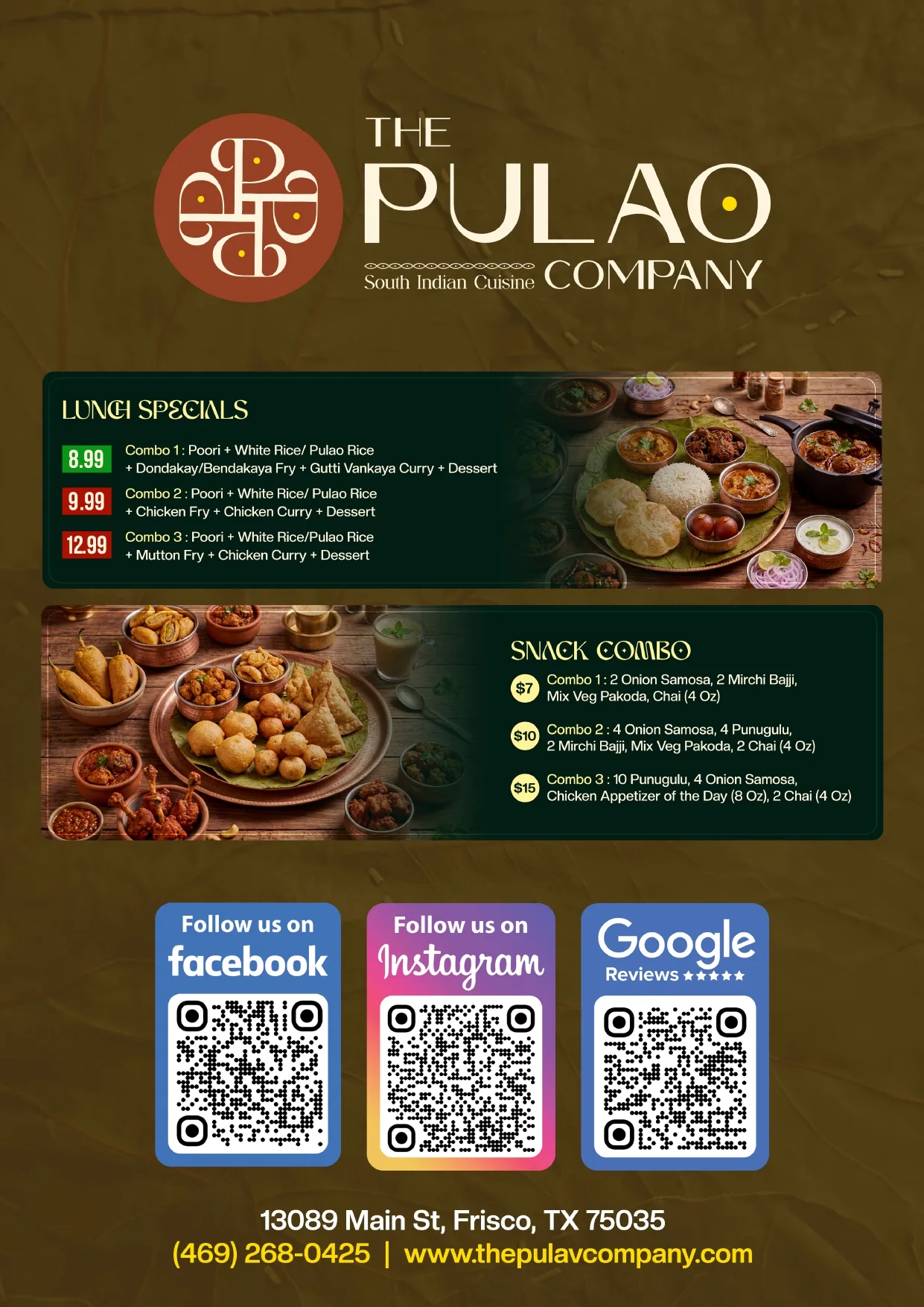 Frisco Lunch Specials & Snack Combo - The Pulao Company